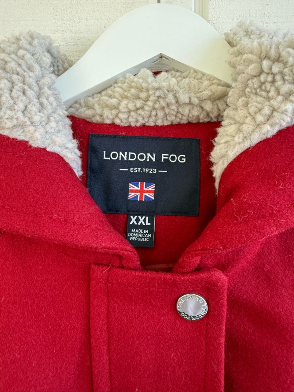 London Fog Women's Red Sherpa Lined Hood Wool Blend Coat Size XXL - Picture 3 of 6